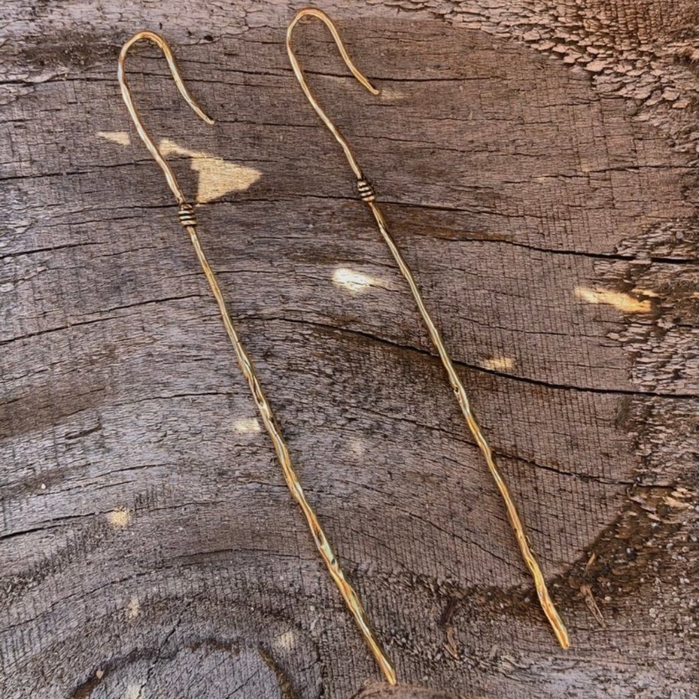 Artisan Made pair of Duster Earrings in Gold Bronze Would make a lovely gift